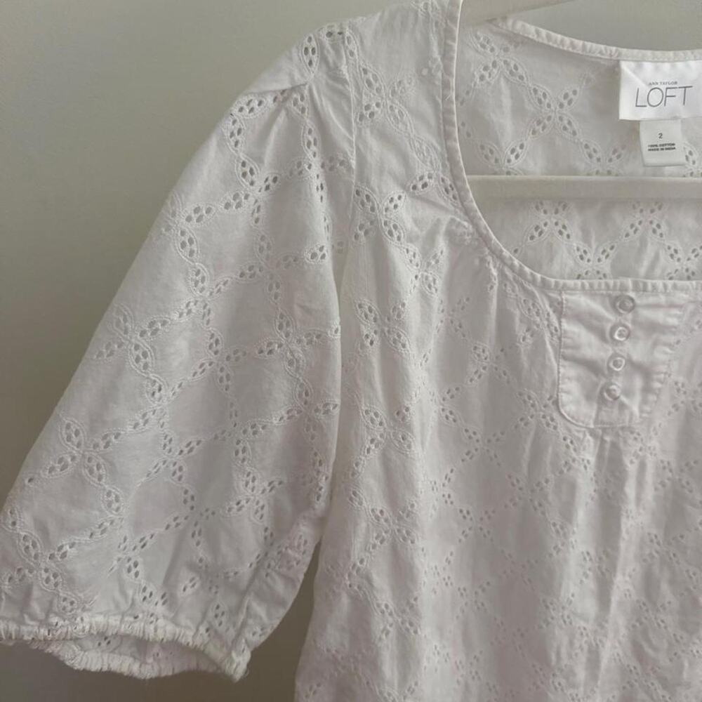 White eyelet blouse by loft - Picture 5 of 6